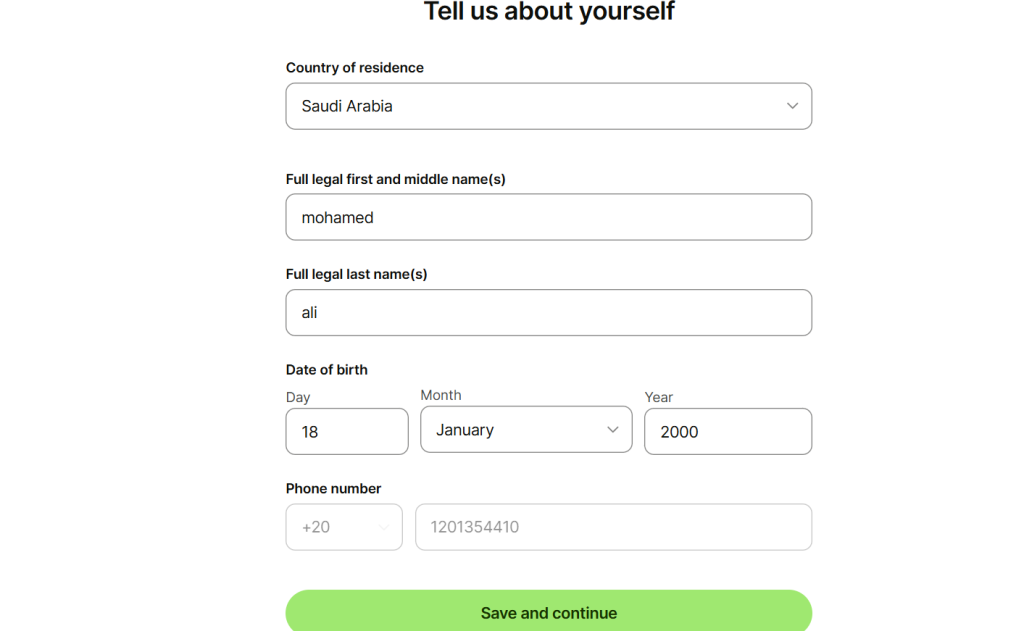 إدخال البيانات الشخصية على WISE