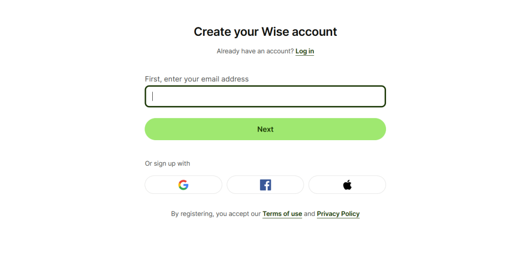 إنشاء حساب جديد على Wise