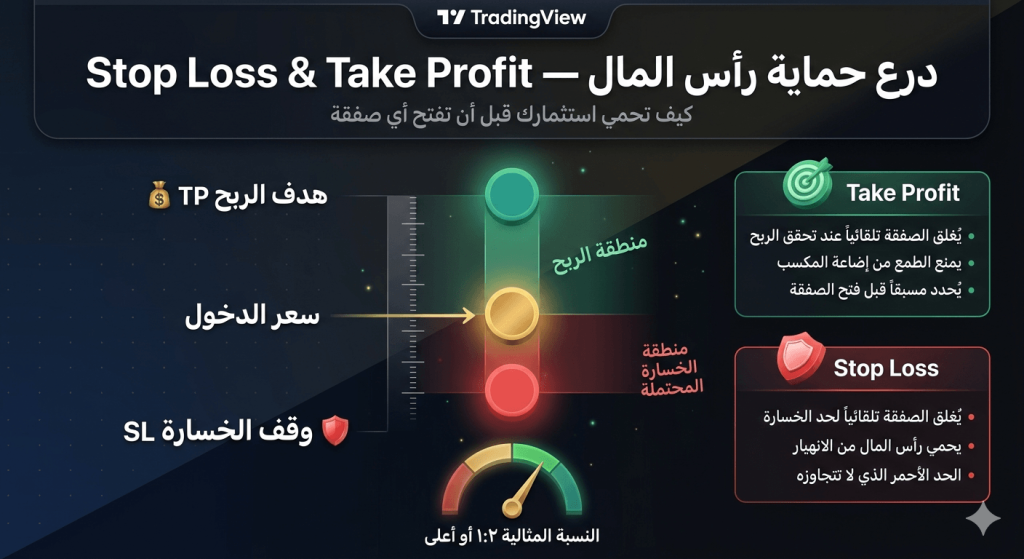 كيفية ضبط Stop Loss و Take Profit في تريدنج فيو لحماية رأس المال
